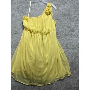 Target Merona Dress Women's XL Yellow One Shoulder Flower Electric Waist Midi